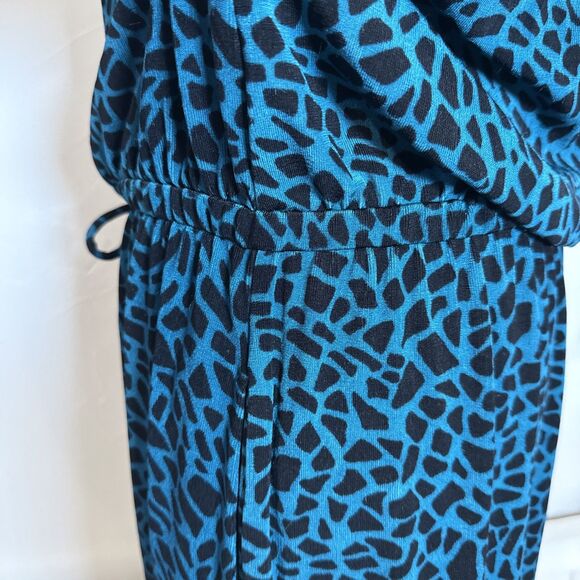 Chico's Travelers Boho Teal Black Leopard Print Dress Size 8/10 - Picture 10 of 16